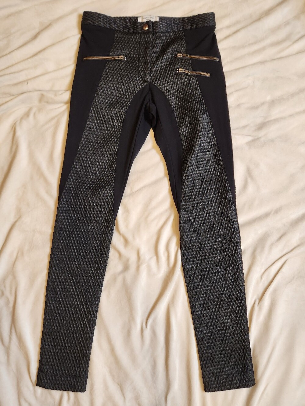 Anthropologie Waverly Grey Biker Black Riding Style 3 Zipper Pants Made In USA